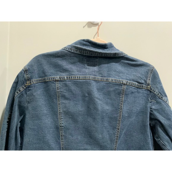 Faconnable Womens Medium Wash Stretch Denim Trucker Jacket Size L - Picture 12 of 15